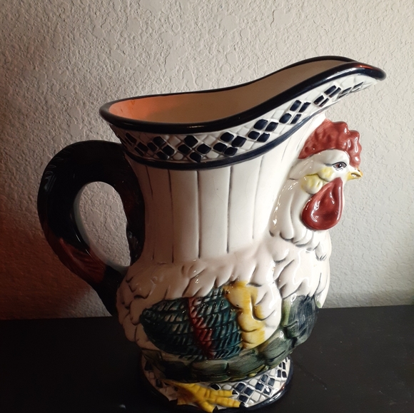 GORGEOUS VTG CBK Ceramic 8" Rooster Pitcher. - Picture 3 of 14